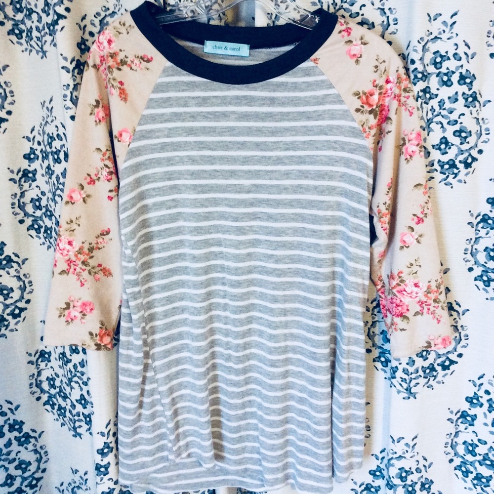 Chris & Carol Floral Baseball Tee